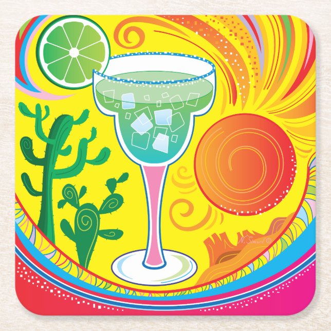 Färgrik Cocktail Underlägg Papper Kvadrat (Framsidan)