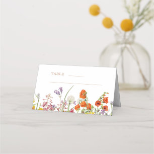 Färgrik Country Wildflower Bröllop Placeringskort