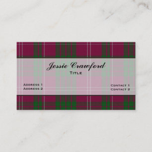 Färgrik Crawford Familje Tartan Rutmönster Custom Visitkort