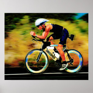 Färgrik cykelryttare med ditt personliga namn poster