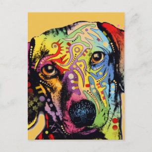 färgrik Dachshund-konst Vykort