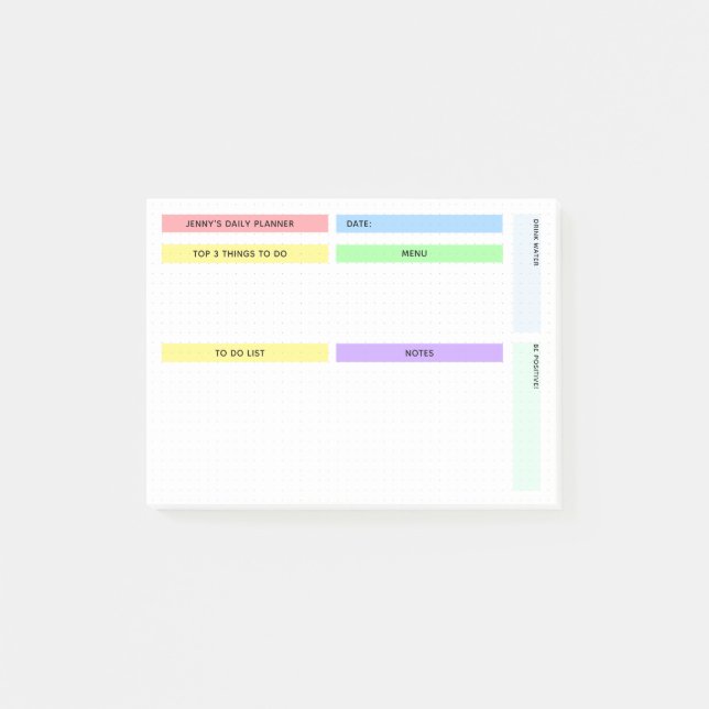 Färgrik Daglig Planerare Post-it Block (Framsida)