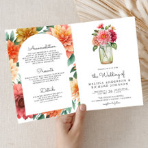 Färgrik Dahlia Blommig Murarvaska QR-kod Bröllop