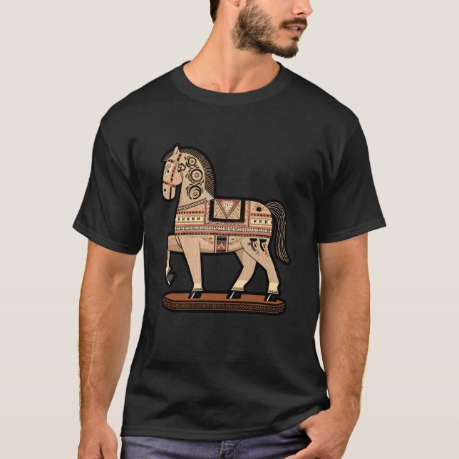 Färgrik Dala Häst Folkkonst T Shirt (Framsida)