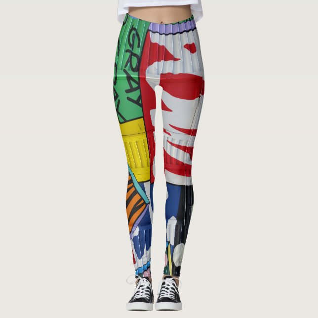 FÄRGRIK DAMASKER FÖR NYC-GRAFITTIPOW LEGGINGS (Framsida)