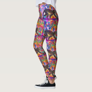 Färgrik damasker för spindelapakonst leggings
