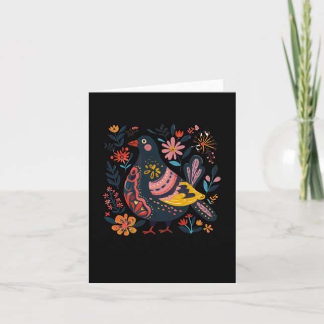 Färgrik dekorativ fågelillustration omgiven kort (Framsida)