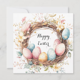 Färgrik dekorativ krans av påskägg med blomm inbjudningar