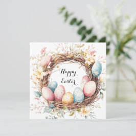 Färgrik dekorativ krans av påskägg med flo inbjudningar