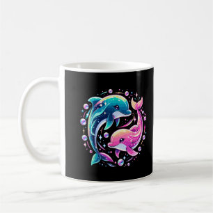 Färgrik delfin havskonst livfullt havsdjur kärlek kaffemugg
