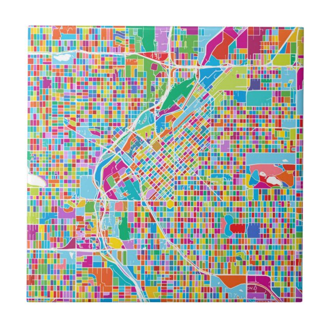 Färgrik Denver karta Kakelplatta (Framsidan)
