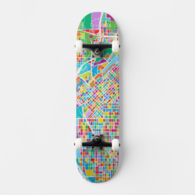Färgrik Denver karta Old School Skateboard Bräda 18 Cm (Framsida)