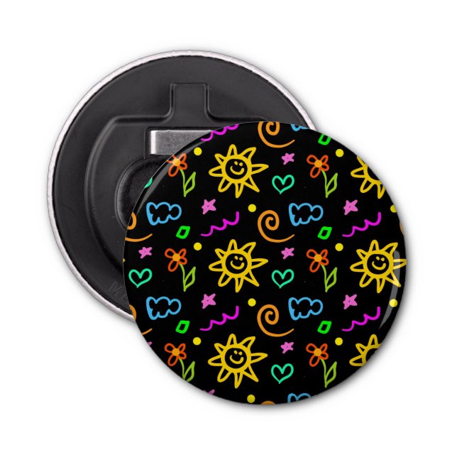 Färgrik design av bakgrundsför barn flasköppnare (Framsidan)