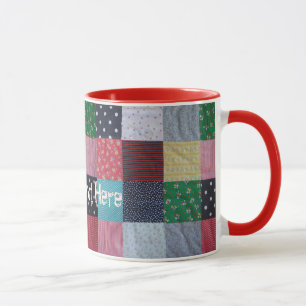 färgrik design för tyg för vintagestilpatchwork mugg
