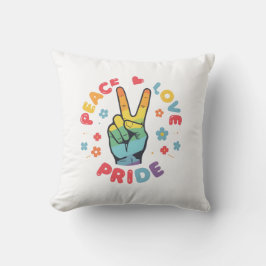 Färgrik design med fred, kärlek och stolthet för h kudde