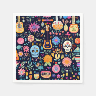 Färgrik Dias de los muertos-mönster Pappersservett
