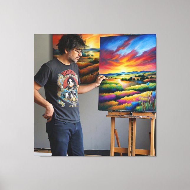 Färgrik Digital 3D Canvas Konst – Perfekt Vägg Dek (Framsida)