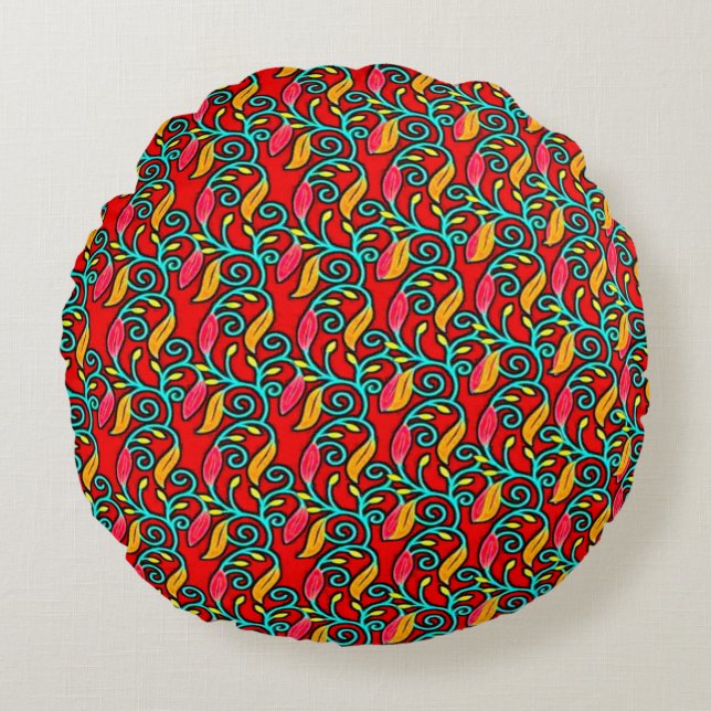 Färgrik Digital 3D-design Rund Kuddcover (40cm) Kudde (Framsidan)