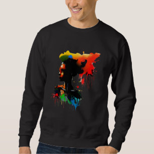 Färgrik Digital Afro Svart Drottning Melanin Svart Lång Ärmad Tröja