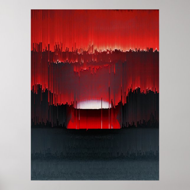 Färgrik Digital Solnedgång Glitch Poster (Framsidan)