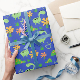 Färgrik dinosauriemönster presentpapper