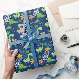 Färgrik dinosauriemönster presentpapper