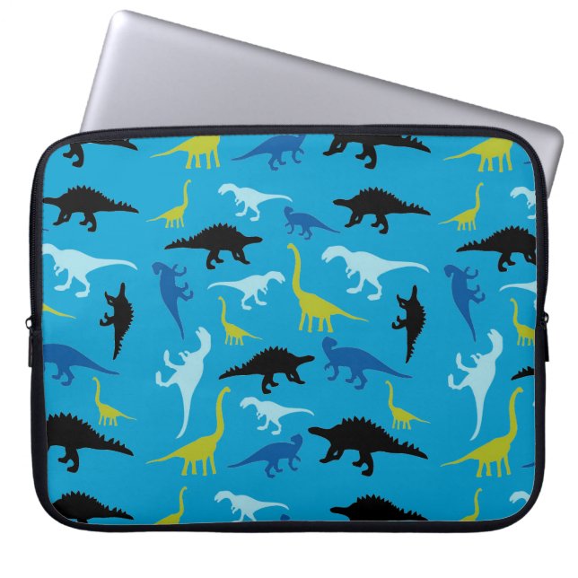 Färgrik dinosaurmönsterlaptop sleeve (Framsidan)
