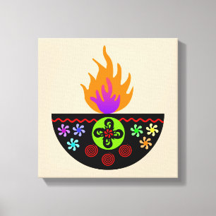 Färgrik Diwali lampa Diya Canvastryck