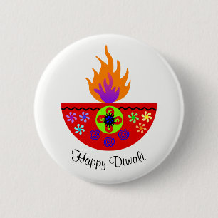 Färgrik Diwali lampa Diya Knapp