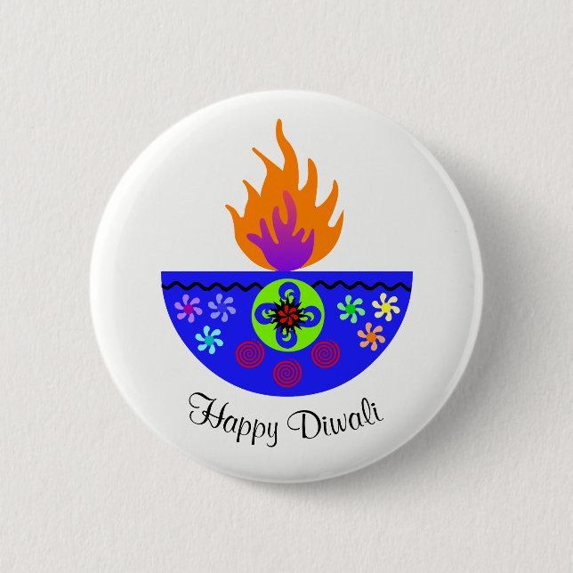 Färgrik Diwali lampa Diya Knapp (Framsida)
