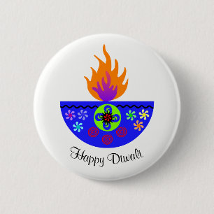 Färgrik Diwali lampa Diya Knapp