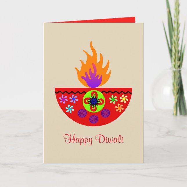 Färgrik Diwali lampa Diya Kort (Framsida)