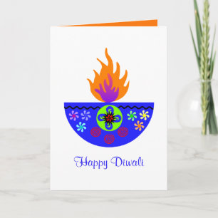 Färgrik Diwali lampa Diya Kort