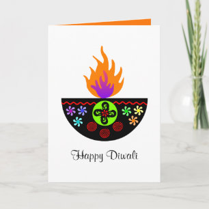Färgrik Diwali lampa Diya Kort