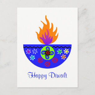 Färgrik Diwali-lampa Diya Vykort