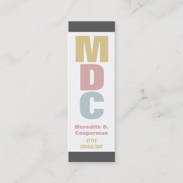 Färgrik djärv modMonogram Mini Visitkort (Framsida)