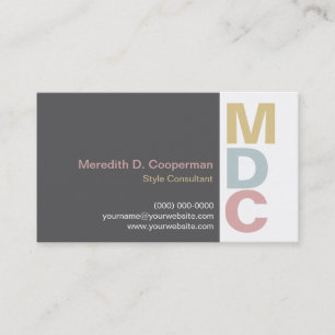 Färgrik djärv Monogram Visitkort