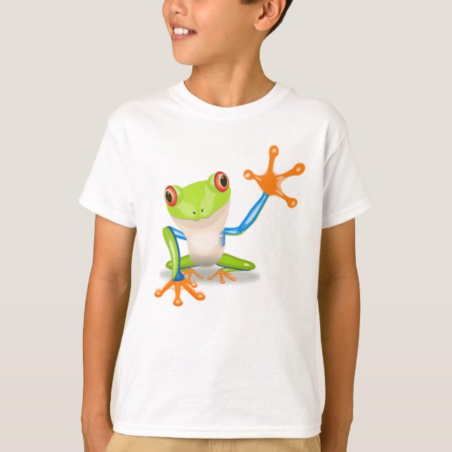Färgrik djungelträdgroda som är ljus och t shirt (Framsida)