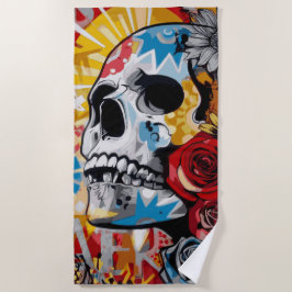 Färgrik Dödskalle Blommig Pop Art Gatudesign
