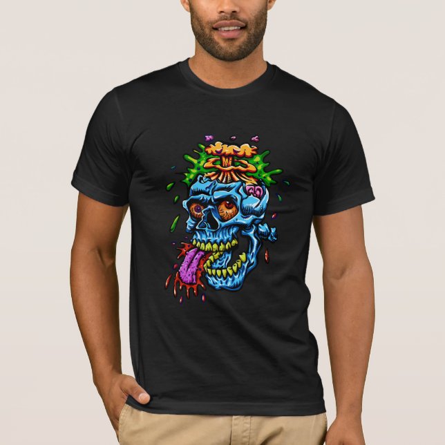 Färgrik Dödskalle Explosion T Shirt (Framsida)