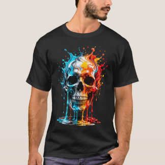 Färgrik Dödskalle Gotisk Rebellkonst T Shirt