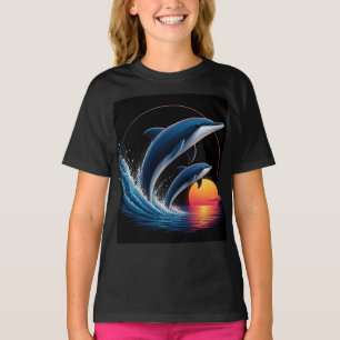 Färgrik Doldinsolnedgång Ocean Design – Modern Våg T Shirt