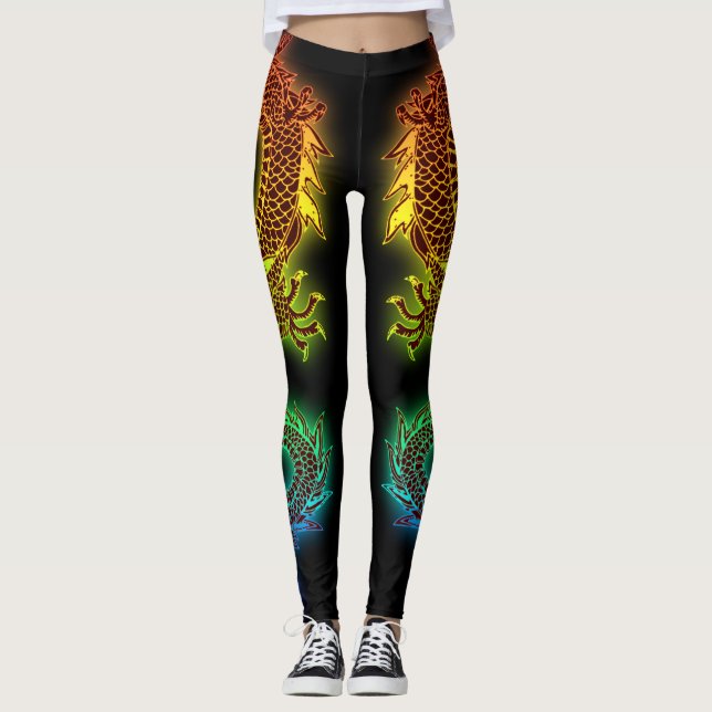 Färgrik drake leggings (Framsida)