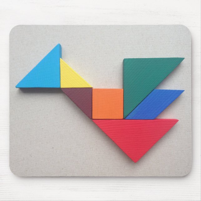 Färgrik drakeTangram Musmatta (Framsidan)
