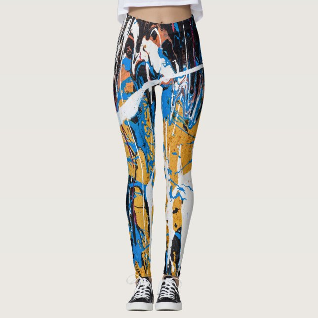 Färgrik droppande färg: graffiti vägg. leggings (Framsida)