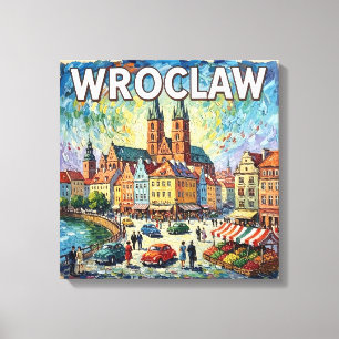 Färgrik duk av Wroclaw katedralplan Canvastryck