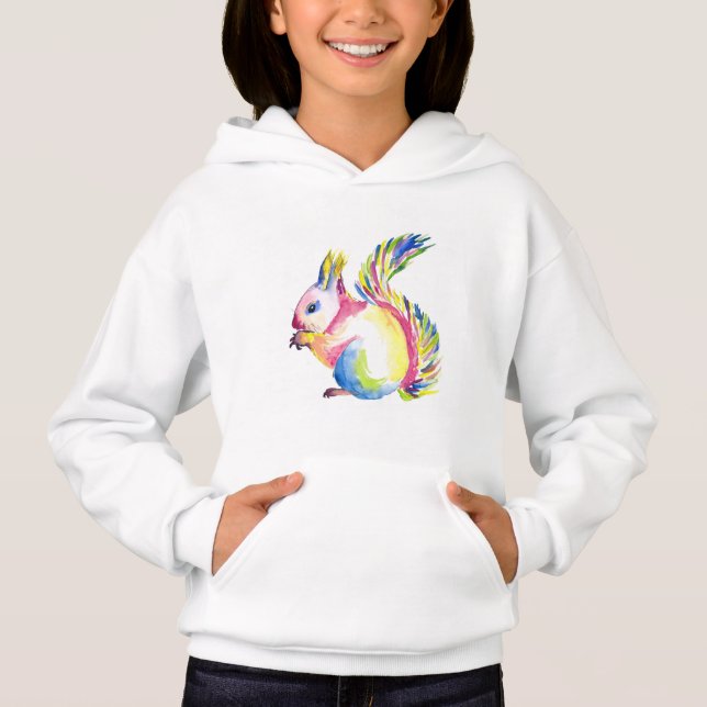 färgrik ekorrehoodie t shirt (Framsida)