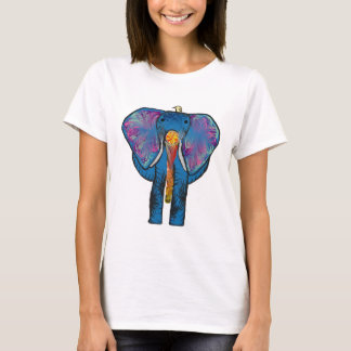 Färgrik elefant- och fågelvän på t-skjortan tee shirt