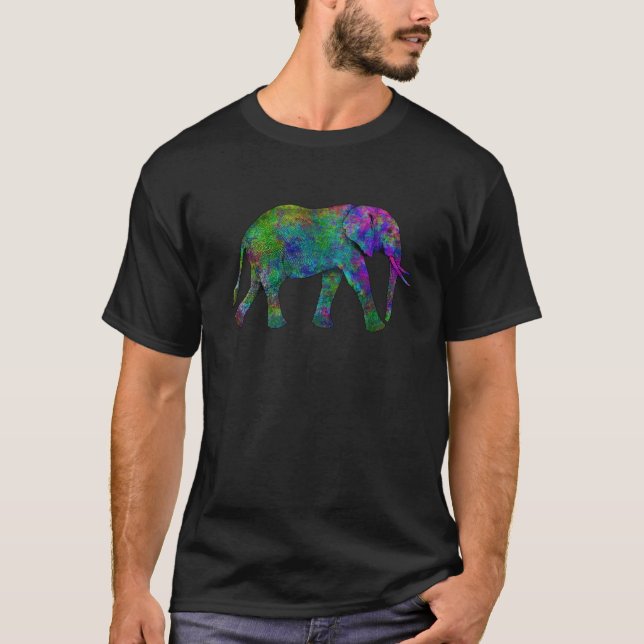 Färgrik elefant t shirt (Framsida)
