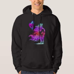 Färgrik Elegant Häst och Hjärta Klassisk Häst- Rel Hoodie